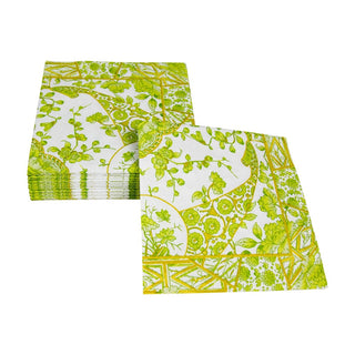 Caspari Gilded Porcelain Chartreuse Cocktail Napkins - 20 Per Package 18061C