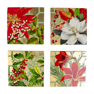 Christmas Garden Lacquer Coasters Set Of 4