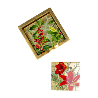 Christmas Garden Lacquer Coasters Set Of 4