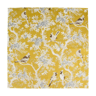 Caspari Scenic Songbirds Gold/Ivory Napkin Cocktail 18080C
