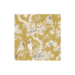 Caspari Scenic Songbirds Gold/Ivory Napkin Cocktail 18080C