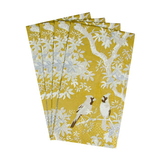 Caspari Scenic Songbirds Gold/Ivory Guest Towel 18080G