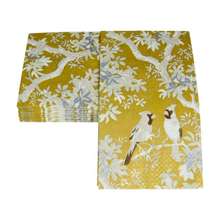 Caspari Scenic Songbirds Gold/Ivory Guest Towel 18080G