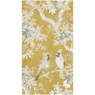 Caspari Scenic Songbirds Gold/Ivory Guest Towel 18080G