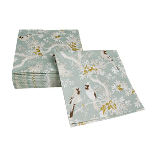 Caspari Scenic Songbirds Celadon Napkin Cocktail 18081C