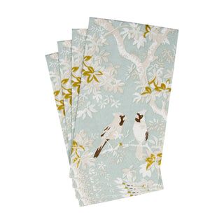 Caspari Scenic Songbirds Celadon Guest Towel 18081G