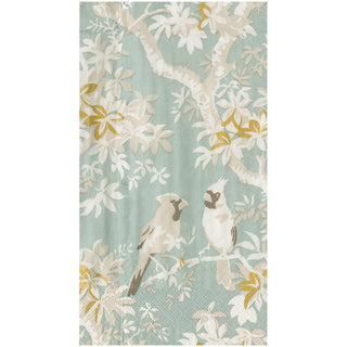 Caspari Scenic Songbirds Celadon Guest Towel 18081G