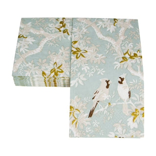 Caspari Scenic Songbirds Celadon Guest Towel 18081G