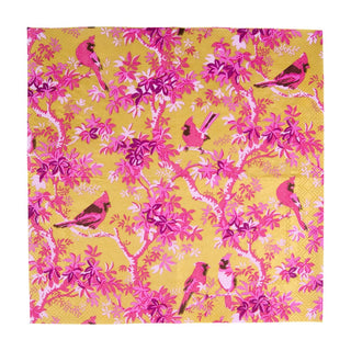 Caspari Scenic Songbirds Rose/Gold Napkin Cocktail 18082C