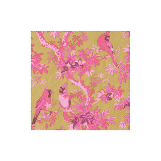 Caspari Scenic Songbirds Rose/Gold Napkin Cocktail 18082C