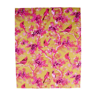 Caspari Scenic Songbirds Rose/Gold Guest Towel 18082G