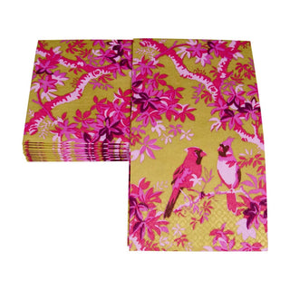 Caspari Scenic Songbirds Rose/Gold Guest Towel 18082G