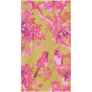 Caspari Scenic Songbirds Rose/Gold Guest Towel 18082G
