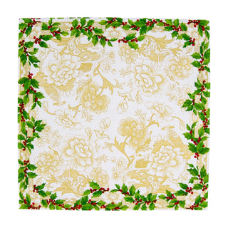 Caspari Holly Ceramic Ivory/Gold Napkin Cocktail 18090C