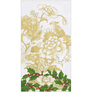 Caspari Holly Ceramic Ivory/Gold Guest Towel 18090G