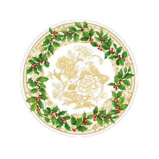 Caspari Holly Ceramic Ivory/Gold Salad/Dessert Plates 18090SP