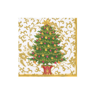 Caspari Gilded Tree Boxed Cocktail Napkins - 40 Per Box 18100B