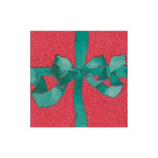 Caspari Tied With A Bow Red/Spruce Napkin Cocktail 18110C