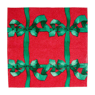 Caspari Tied With A Bow Red/Spruce Napkin Cocktail 18110C