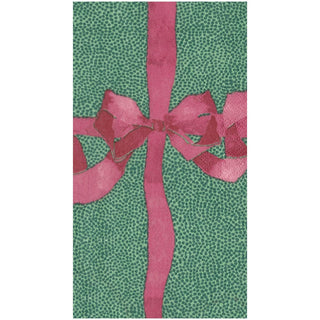 Caspari Tied With A Bow Green/Plum Guest Towel 18111G