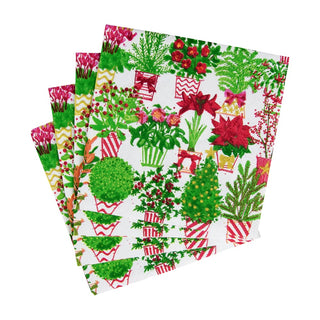 Caspari Christmas Flower Market Napkin Cocktail 18140C