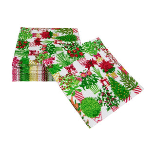 Caspari Christmas Flower Market Napkin Cocktail 18140C