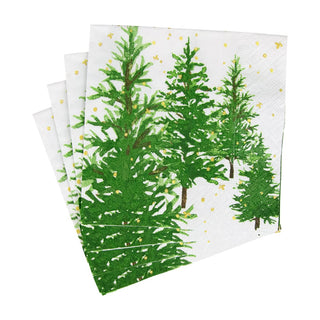 Caspari White Christmas Napkin Cocktail 18150C