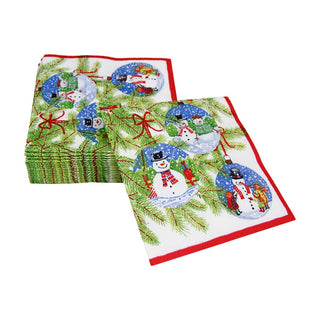 Caspari Snowman Ornaments Napkin Cocktail 18160C