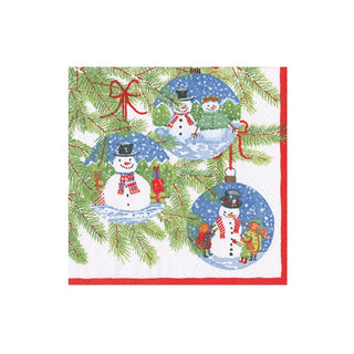 Caspari Snowman Ornaments Napkin Cocktail 18160C