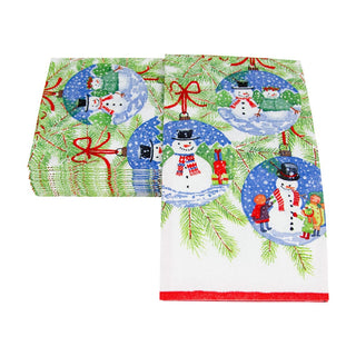 Caspari Snowman Ornaments Guest Towel 18160G