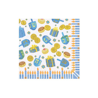 Caspari Dreidel; Dreidel; Dreidel Boxed Cocktail Napkins - 40 Per Box 18170B