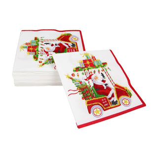 Caspari Santa's Golf Cart Napkin Cocktail 18190C