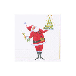 Caspari Santa Serving Drinks Napkin Cocktail 18210C