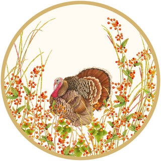 Caspari Turkey And Berries Dinner Plates 18240DP