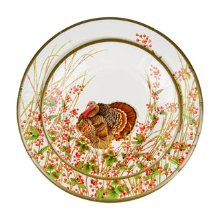 Caspari Turkey And Berries Dinner Plates 18240DP