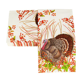 Caspari Turkey And Berries Guest Towel 18240G