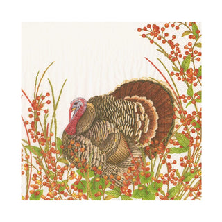 Caspari Turkey And Berries Napkin Luncheon 18240L