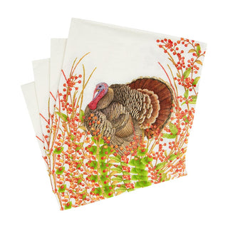 Caspari Turkey And Berries Napkin Luncheon 18240L