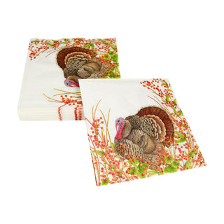 Caspari Turkey And Berries Napkin Luncheon 18240L