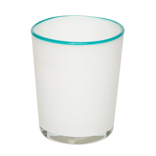Couleur Nature Summer Glass White & Turquoise 15oz -  Set of 4 18243