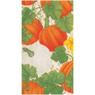 Caspari Pumpkin Chintz White Guest Towel 18260G