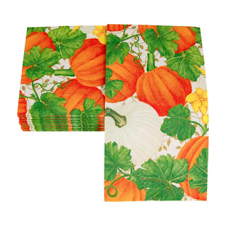 Caspari Pumpkin Chintz White Guest Towel 18260G