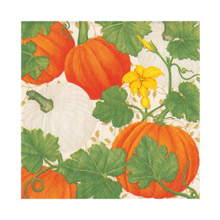 Caspari Pumpkin Chintz White Napkin Luncheon 18260L