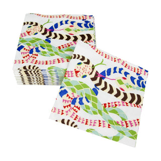 Caspari Serpentine White Napkin Cocktail 18300C