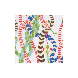 Caspari Serpentine White Napkin Cocktail 18300C