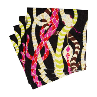 Caspari Serpentine Black Napkin Cocktail 18301C