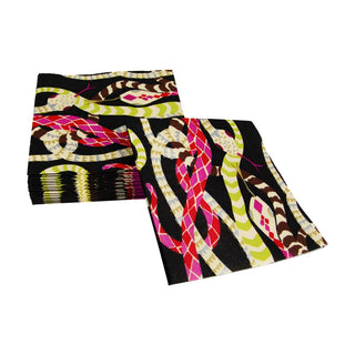 Caspari Serpentine Black Napkin Cocktail 18301C