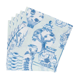 Caspari Glazed Porcelain Celadon Paper Linen Dinner Napkins - 12 Per Package 18340DG