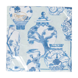 Caspari Glazed Porcelain Celadon Paper Linen Dinner Napkins - 12 Per Package 18340DG