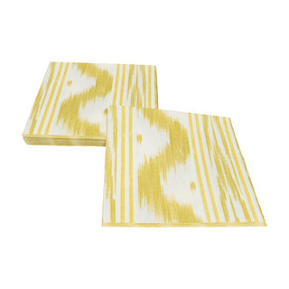 Caspari Toile De Nantes Yellow Paper Linen Dinner Napkins - 12 Per Package 18351DG